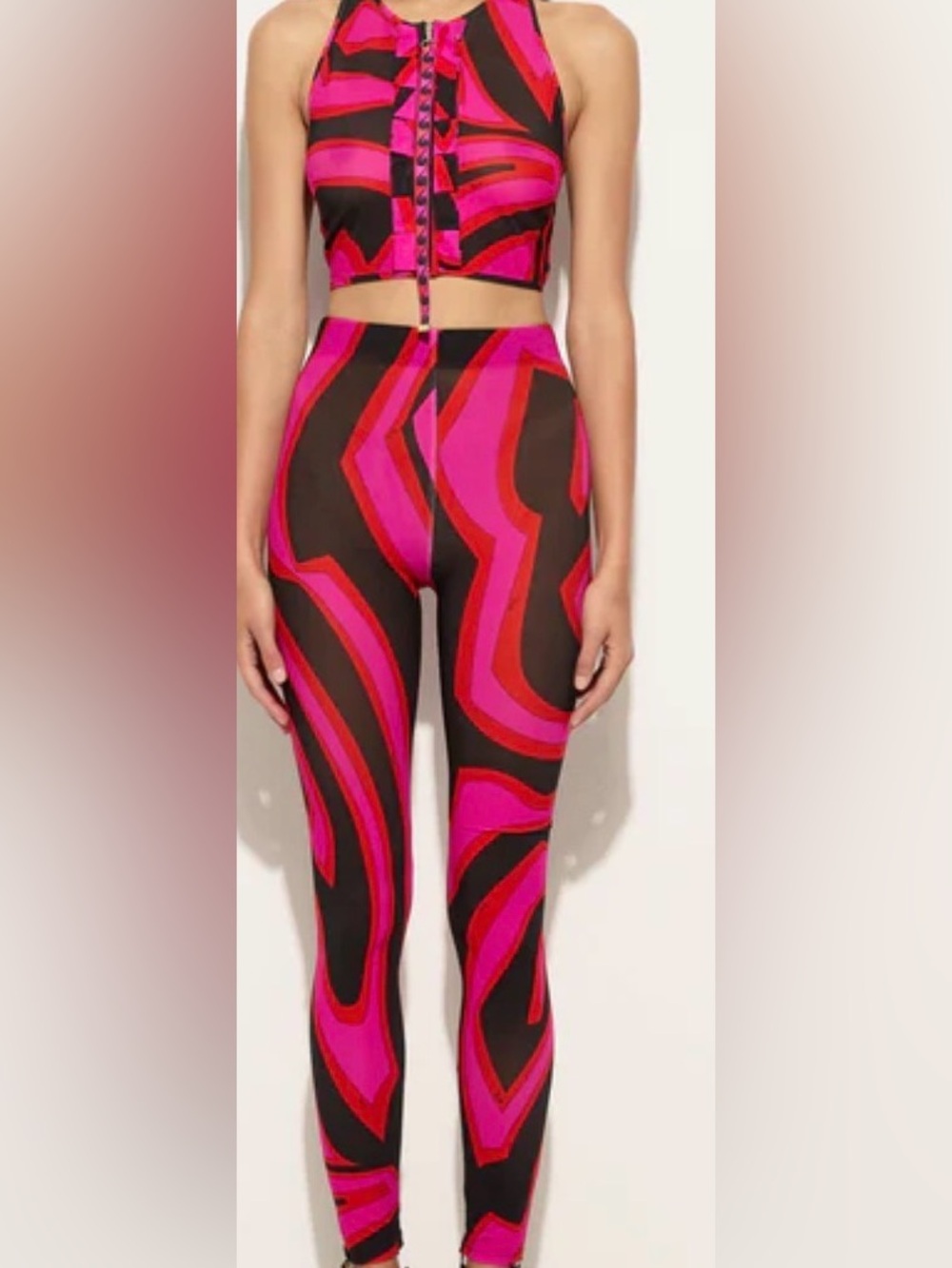 Pucci Labirinto Print Ruffle Sleeveless Top and leggings top M leggings Xs